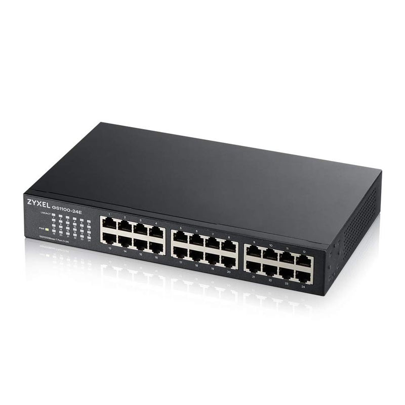 Zyxel 24-Port Gigabit Switch | Unmanaged | Fanless Design | Auto MDI/MDI-X Support | Network Ethernet Hub [GS1100-24E] - Image 1